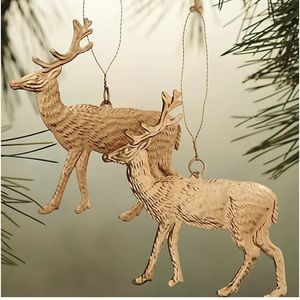 Anthropologie gilded gold deer ornaments set of 2